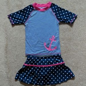 Nautica girls anchor and striped bathing suit